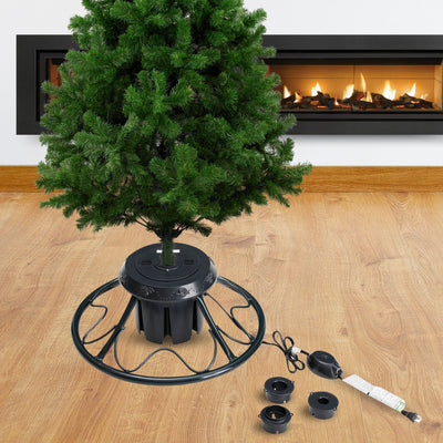 Home Heritage 1-1.75" Artificial Christmas Tree Base Rotating Metal Stand, Black