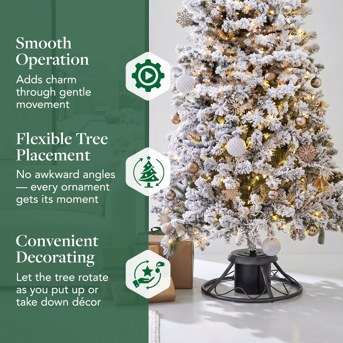 Home Heritage 1-1.75" Artificial Christmas Tree Base Rotating Metal Stand, Black