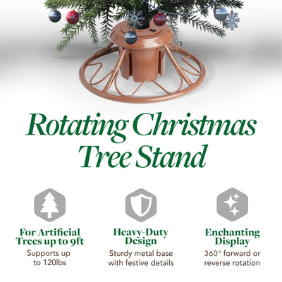 Home Heritage Rotating Tree Stand Base w/Snowdrift 6.5' Pine Christmas Tree