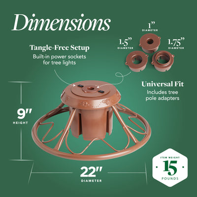 Home Heritage 1-1.75" Artificial Christmas Tree Base Rotating Metal Stand, Brown