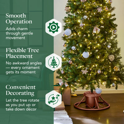 Home Heritage 1-1.75" Artificial Christmas Tree Base Rotating Metal Stand, Brown