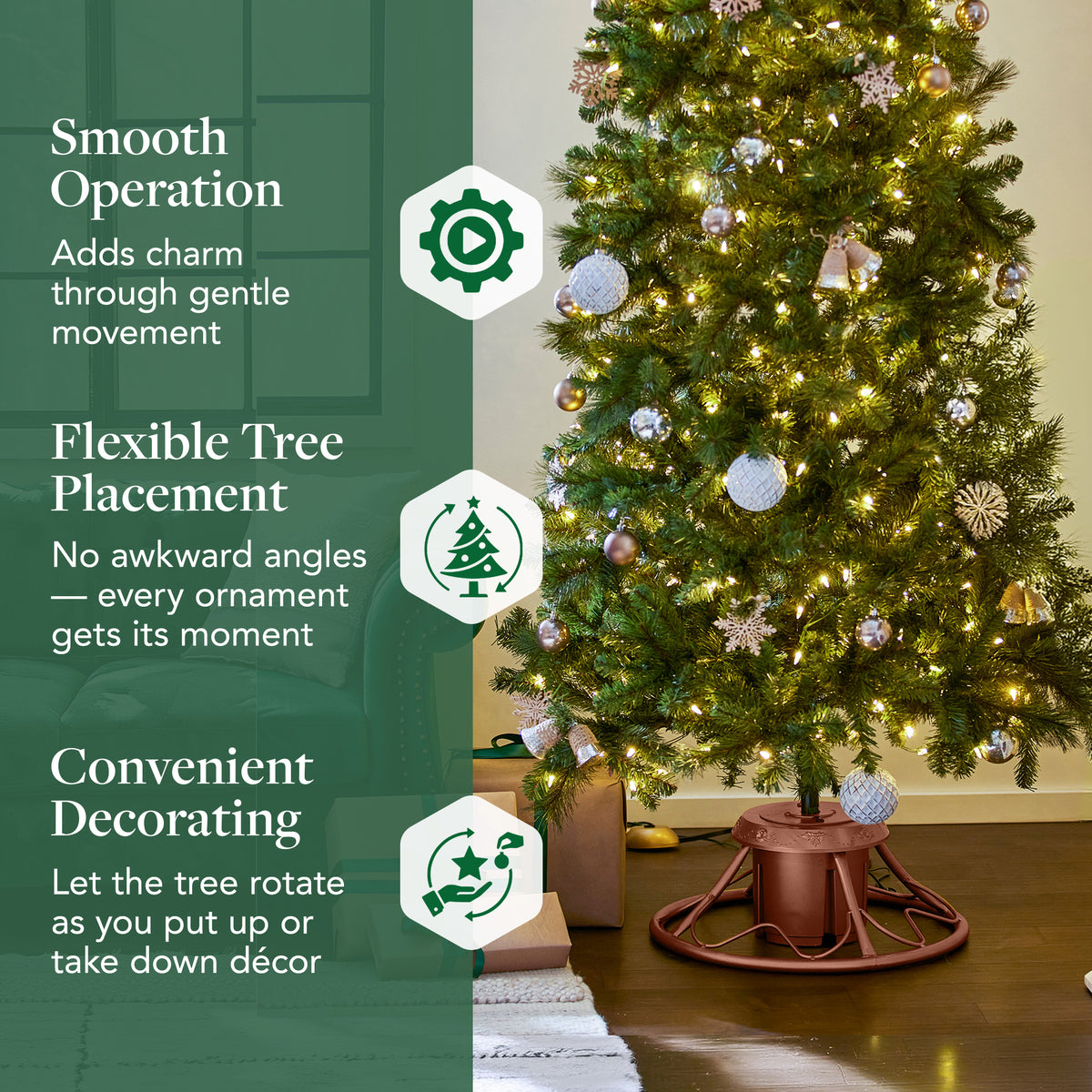 Home Heritage Rotating Tree Stand Base w/Stanley 9' Skinny Pencil Christmas Tree