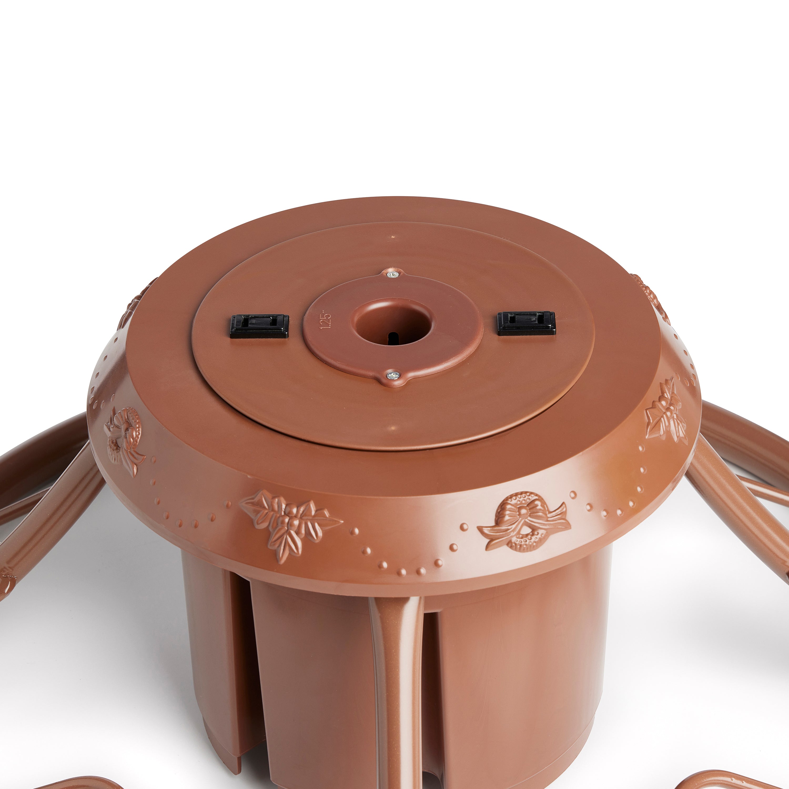 Home Heritage 1-1.75" Artificial Christmas Tree Base Rotating Metal Stand, Brown - VMInnovations