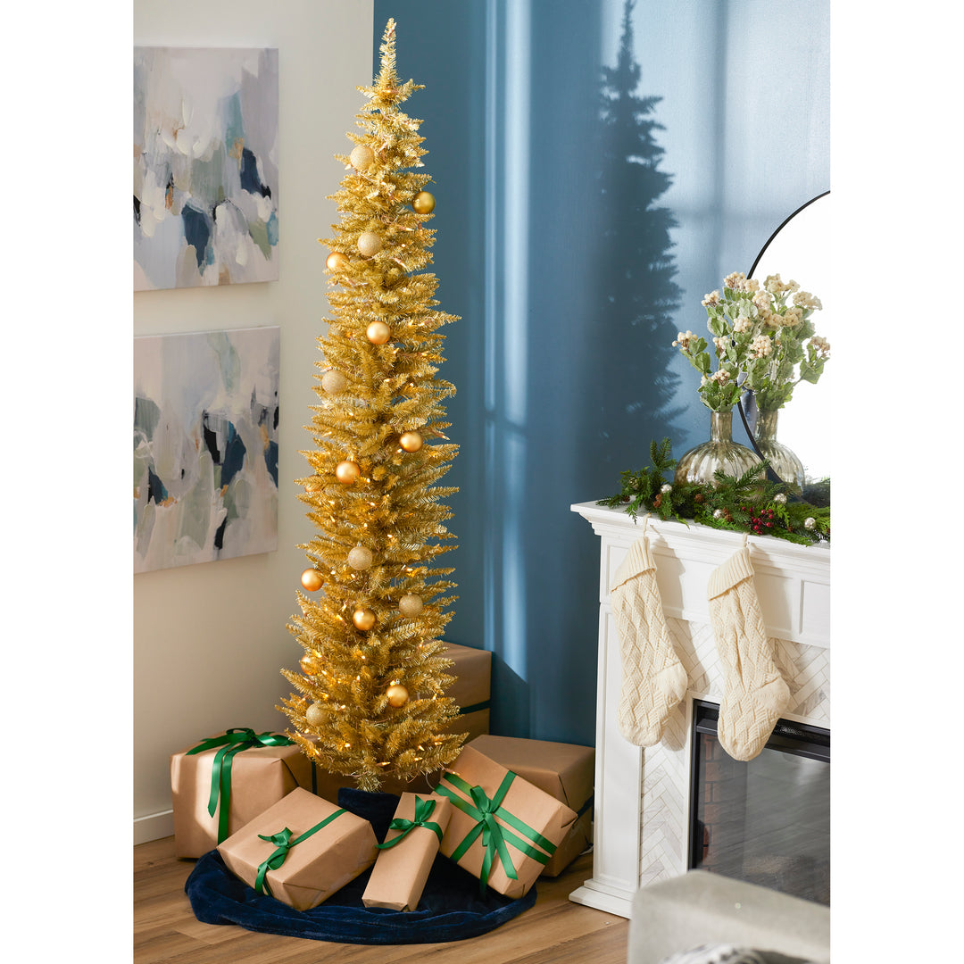 Home Heritage 7 Foot Prelit Christmas Tree with Stand, Champagne (Open Box)