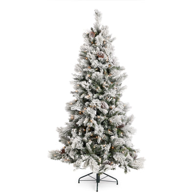 Home Heritage Snowdrift 6.5' PreLit Artificial Tree, Berries/Pinecones(Used) - VMInnovations