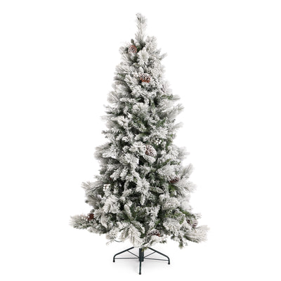 Home Heritage 6.5' Prelit Snowdrift Flocked Christmas Tree w/Berries & Pinecones