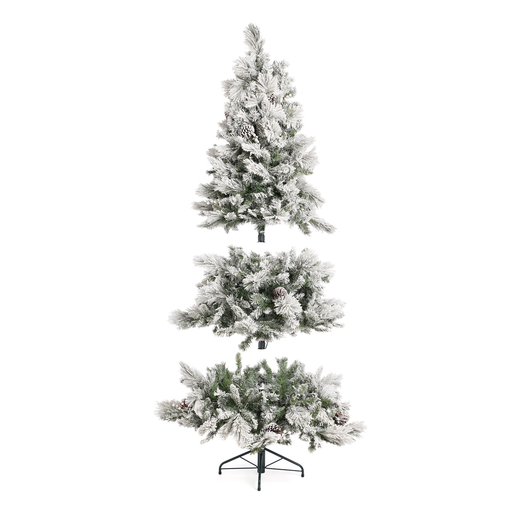 Home Heritage Snowdrift 6.5' PreLit Artificial Tree, Berries/Pinecones(Used)