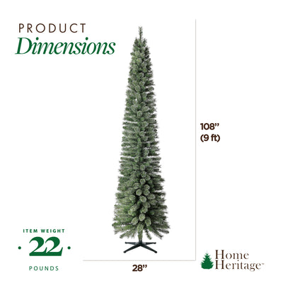 Home Heritage 9 Foot Pre-Lit Artificial Stanley Pencil Tree w/ Stand (Open Box)