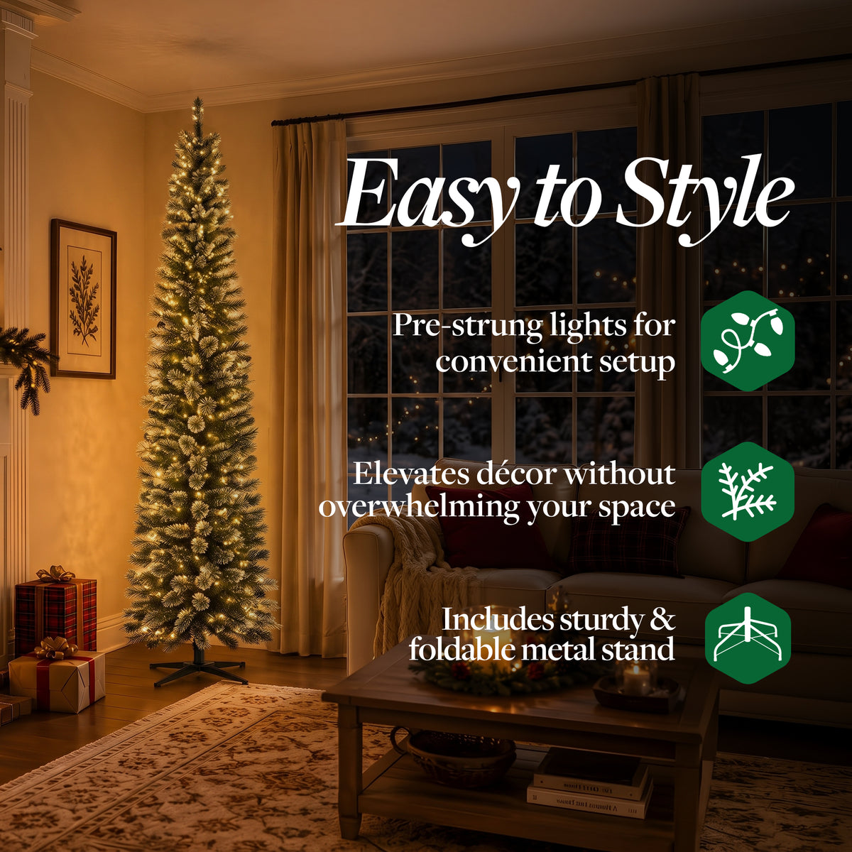 Home Heritage Stanley 9' Pine Artificial Christmas Tree, PreLit 500 White Lights