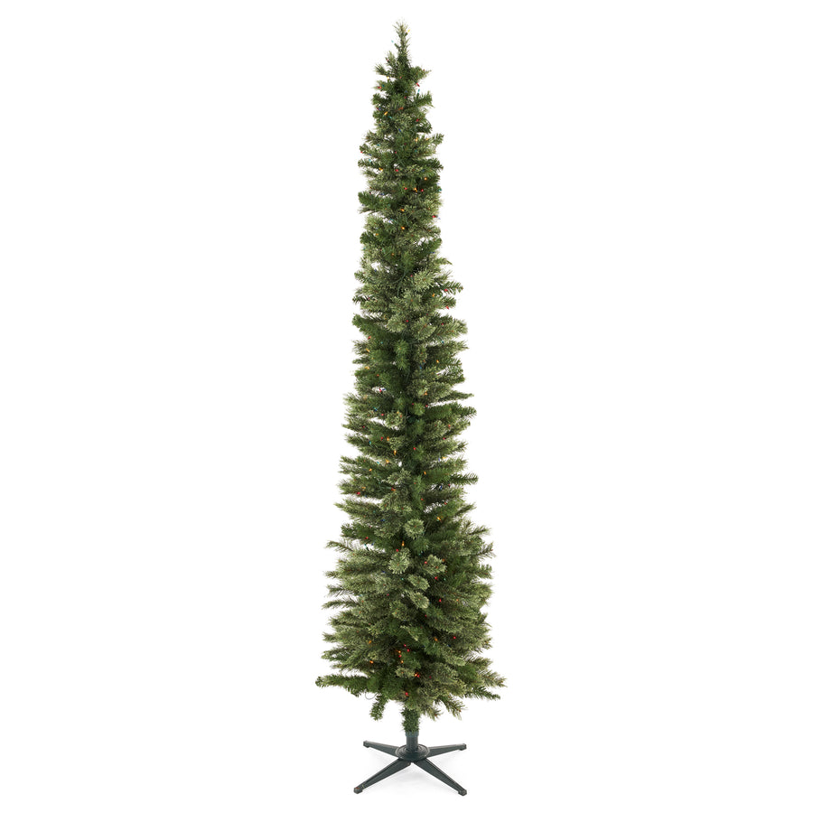 Home Heritage 9 Foot Pre-Lit Stanley Pencil Christmas Tree w/ Stand (Open Box) - VMInnovations