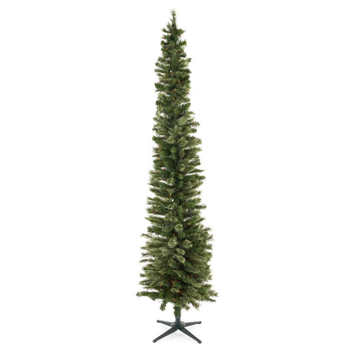 Home Heritage 9 Foot Pre-Lit Artificial Pencil Christmas Tree w/ Stand (Used) - VMInnovations