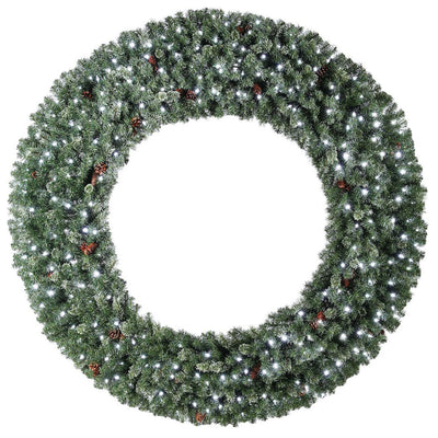 Home Heritage 72 Inch Artificial Christmas Wreath Prelit w/ 320 White LED Lights