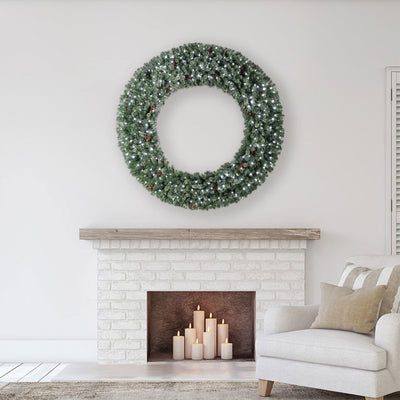 Home Heritage 72 Inch Artificial Christmas Wreath Prelit w/ 320 White LED Lights