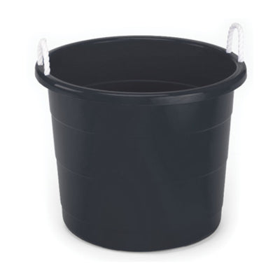 Homz Plastic 17 Gallon Storage Bucket Tub w/ Rope Handle, Black, 2 Pack (Used)