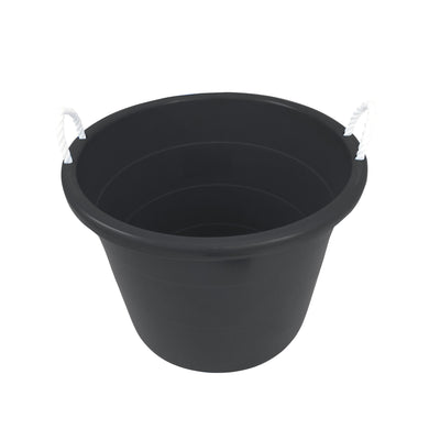 Homz Plastic 17 Gallon Storage Bucket Tub w/ Rope Handle, Black, 2 Pack (Used)