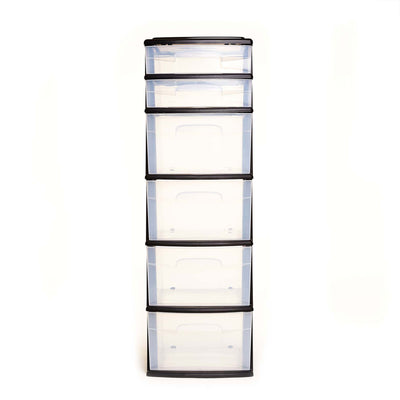 Homz Clear 6-Drawer Plastic Bedroom/Closet Organizer Black Frame(Open Box)