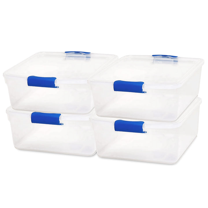 Homz 15.5 Quart Clear Plastic Stackable Storage Containers, 4 Pack (Open Box)