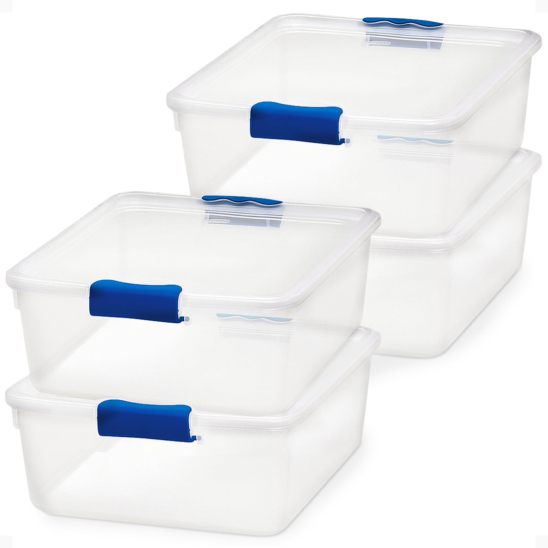 Homz 15.5 Quart Clear Plastic Stackable Storage Containers, 4 Pack (Open Box)