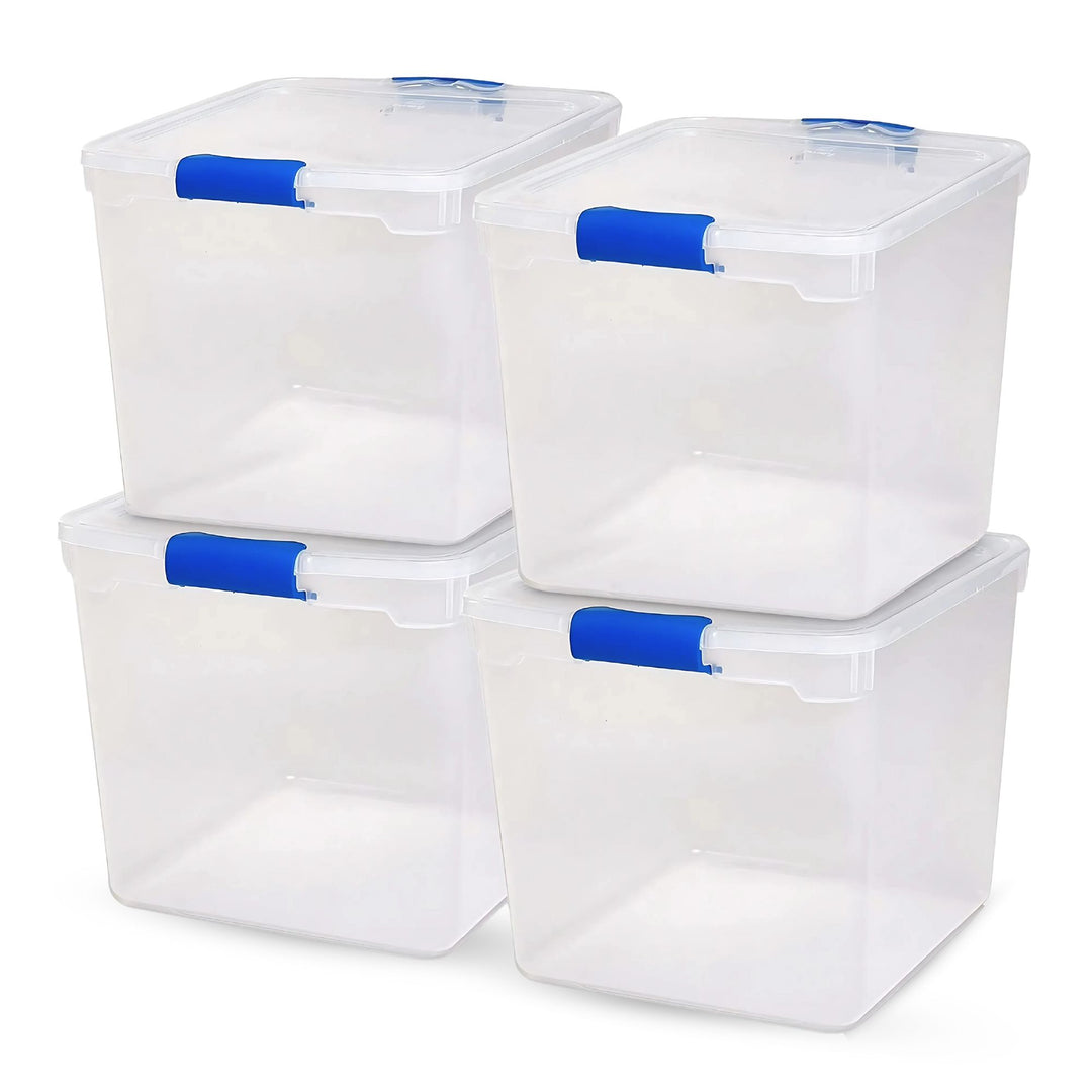 Homz 31 Qt Heavy Duty Clear Plastic Latching Stackable Storage Containers, 4 Pk