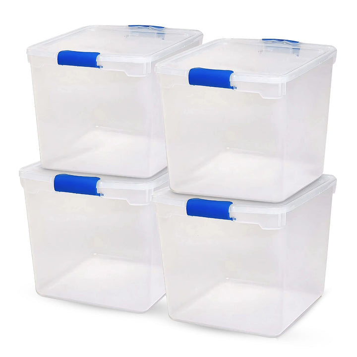 Homz 31 Qt Heavy Duty Clear Stackable Storage Containers, 4 Pack (Open Box)