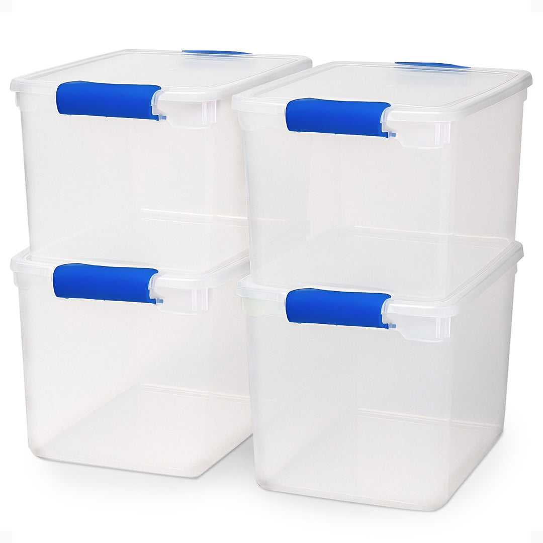 Homz 31 Qt Heavy Duty Clear Plastic Latching Stackable Storage Containers, 4 Pk - VMInnovations