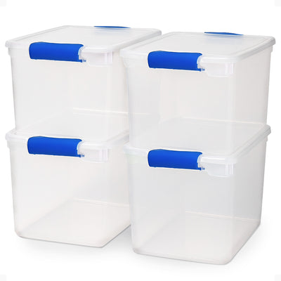 Homz 31 Quart HD Clear Plastic Stackable Storage Containers, 4 Pack (Used) - VMInnovations