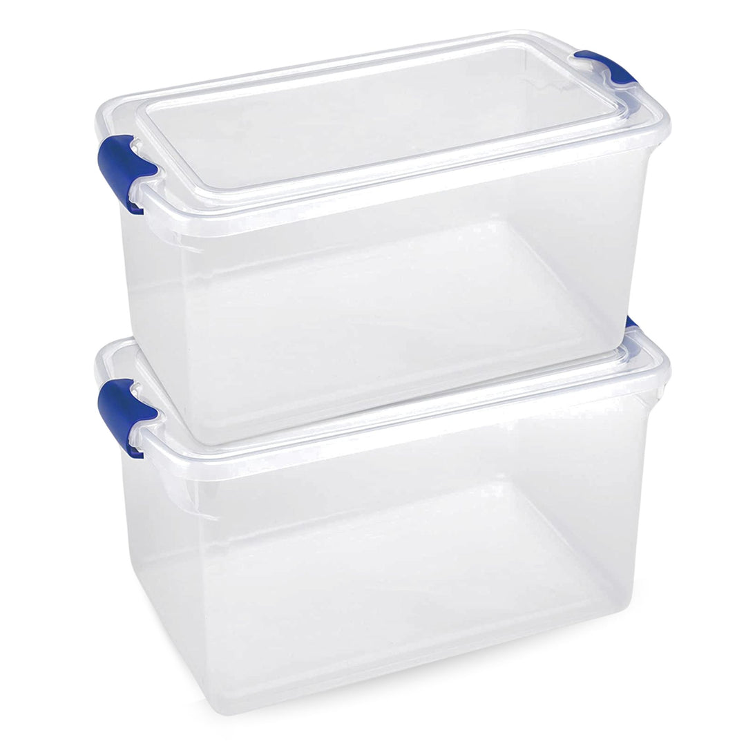 Homz 66 Qt Stackable Storage Bin with Latching Lids, Clear 2 pack (Open Box)