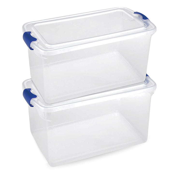 Homz 66 Qt Stackable Storage Bin with Latching Lids, Clear 2 pack (Open Box) - VMInnovations