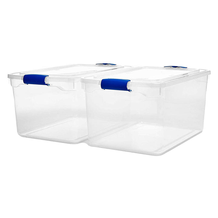 Homz 66 Qt Stackable Storage Bin with Latching Lids, Clear 2 pack (Open Box)