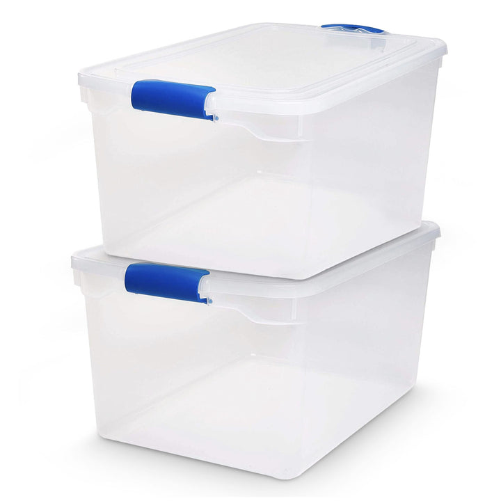 Homz 66 Qt Multipurpose Stackable Storage Bin with Latching Lids, Clear (2 Pack)