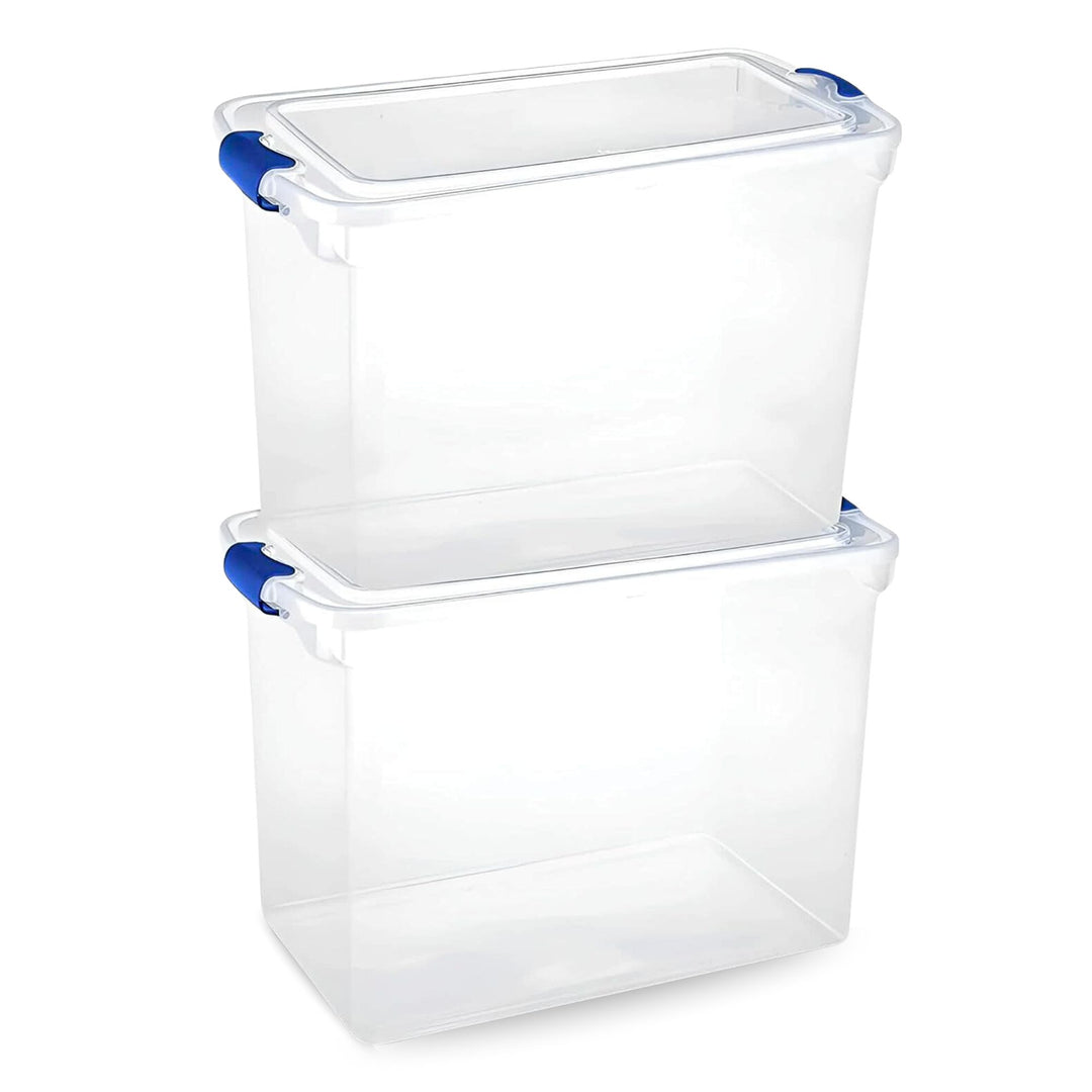 Homz 112 Qt Multipurpose Stackable Storage Bin with Latching Lid, Clear (2 Pack)