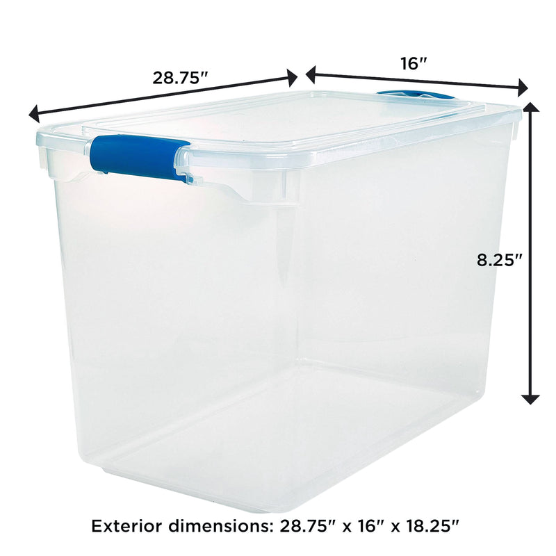 Homz 112 Quart Heavy Duty Clear Plastic Stackable Storage Containers (Used)
