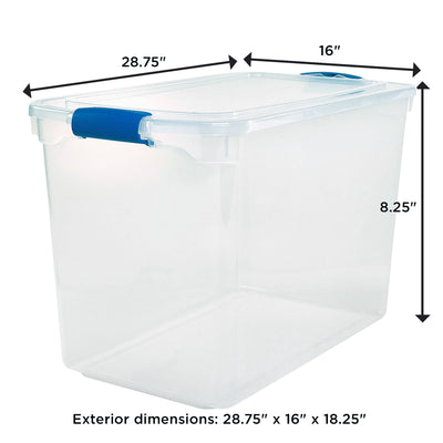 Homz 112 Quart Heavy Duty Clear Plastic Stackable Storage Containers, 10 Pack