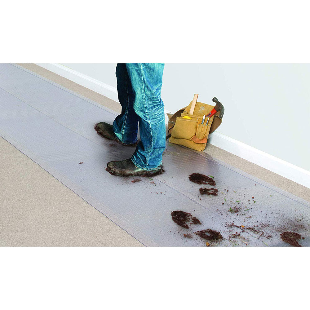 ES Ribbons 20 Feet x 27 Inch Cleated Clear Carpet Floor Runner, Vinyl (Used)