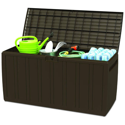 Ram Quality Products  Storage Deck Box Patio Furniture, 71 Gallon, Brown (Used) - VMInnovations