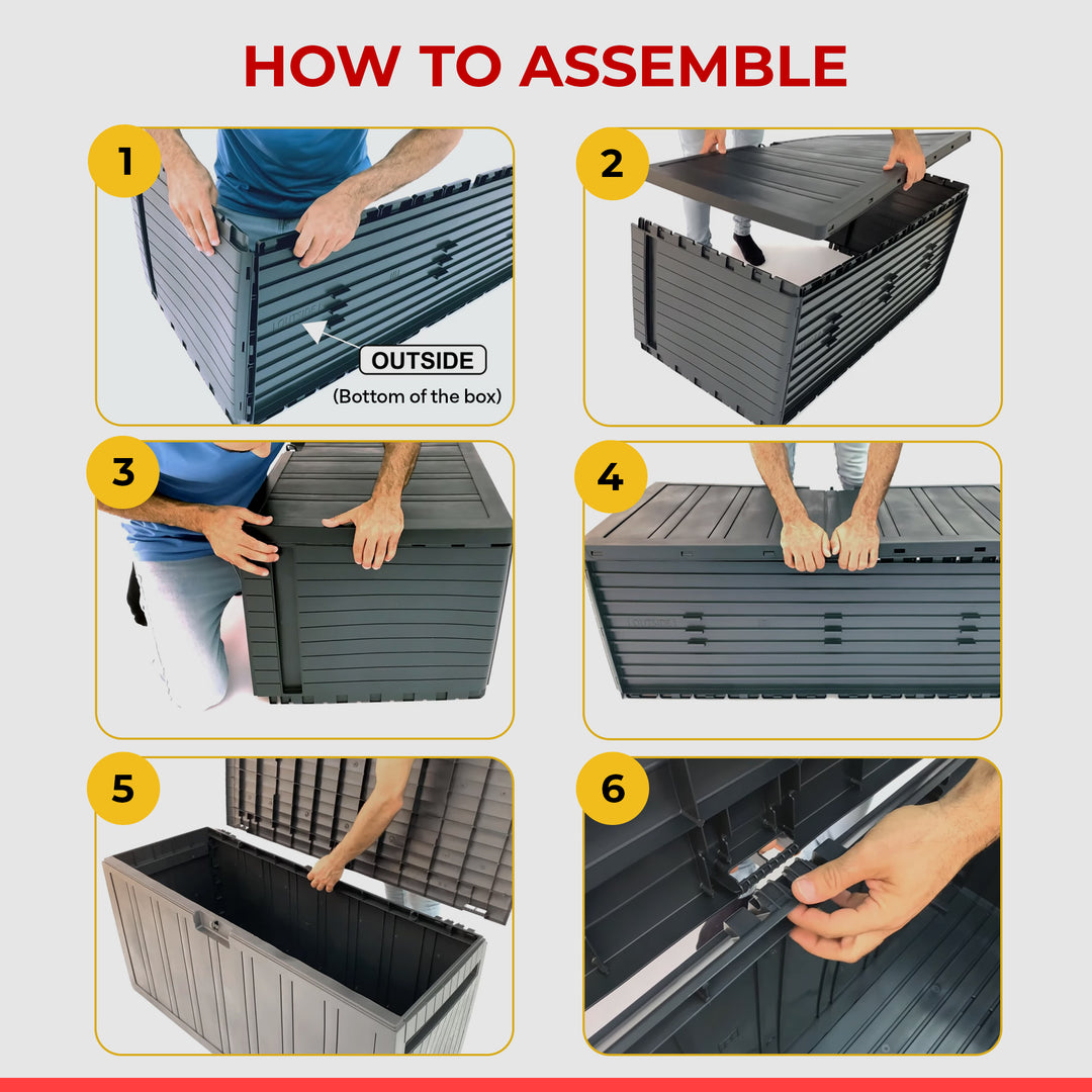 Ram Quality Products Storage Deck Patio Furniture, 71 Gallon, Brown (Open Box) - VMInnovations