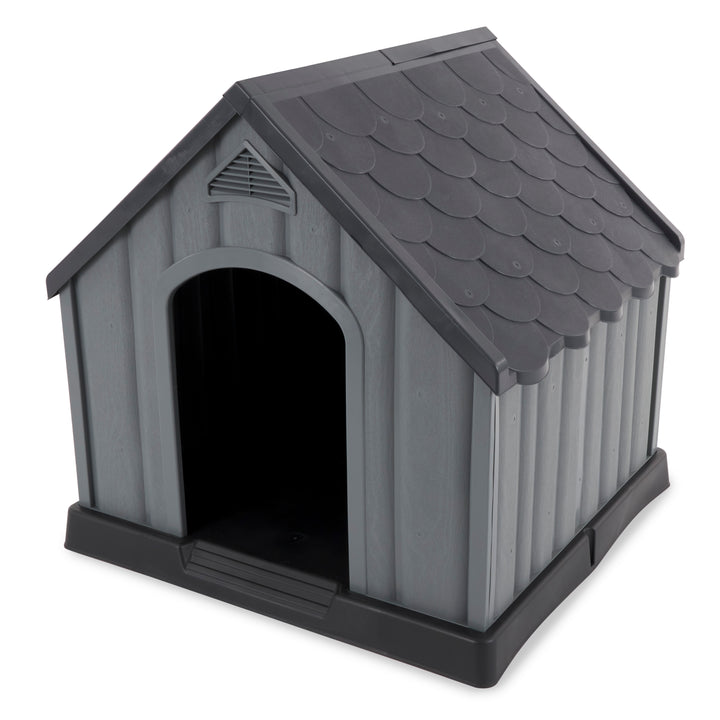 Ram Quality Products Outdoor Pet House Large Waterproof Dog Kennel Shelter, Gray