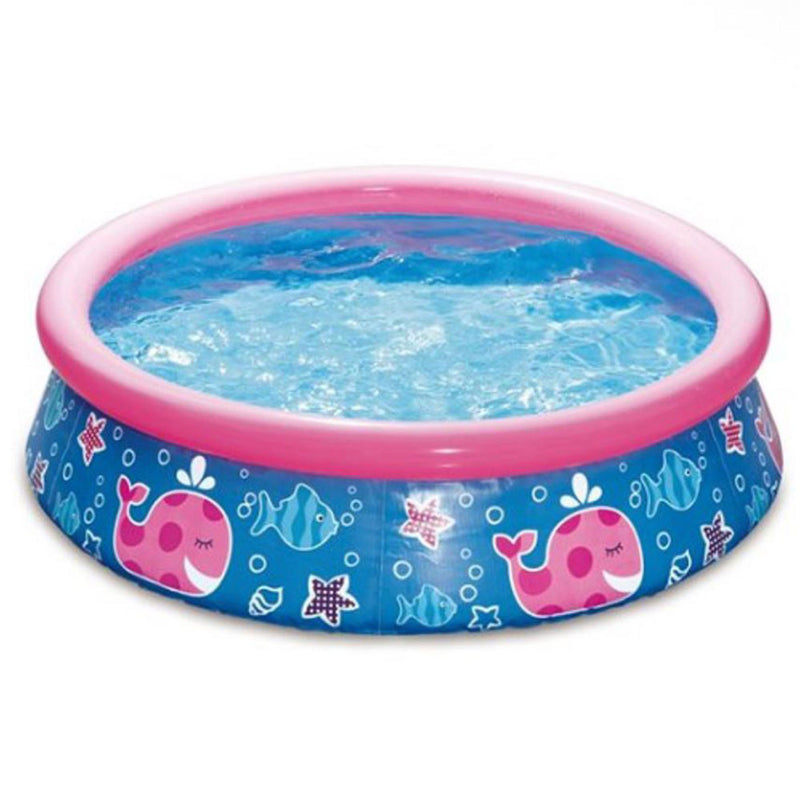 Summer Waves Quick Set 5ft x 15in Inflatable Ring Kiddie Pool, Pink Whale (Used)