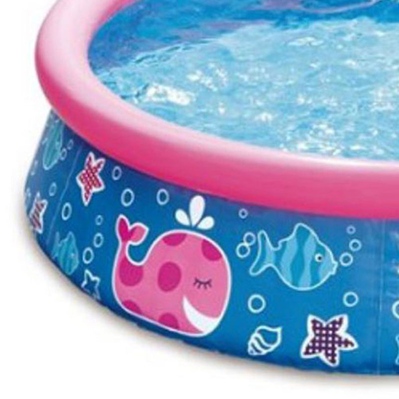 Summer Waves Quick Set 5ft x 15in Inflatable Ring Kiddie Pool, Pink Whale (Used)