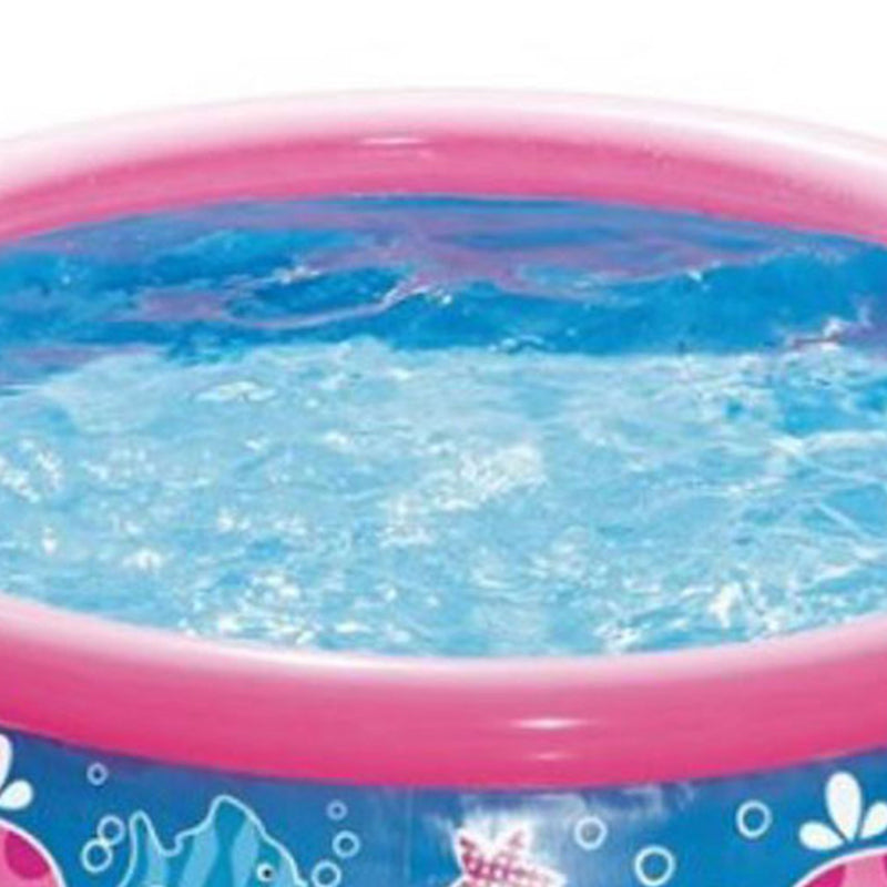 Summer Waves Quick Set 5ft x 15in Inflatable Ring Kiddie Pool, Pink Whale (Used)