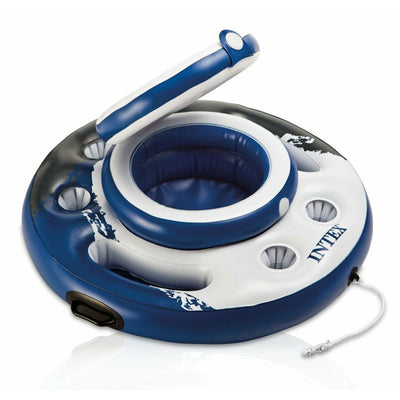 Inflatable Floating Cooler Bundled with 1 Person Lounger Floating Tube (2 Pack)