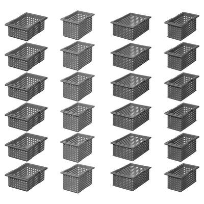 Like-It Universal Stacking Plastic Storage Organizer Basket 24 Piece, Gray