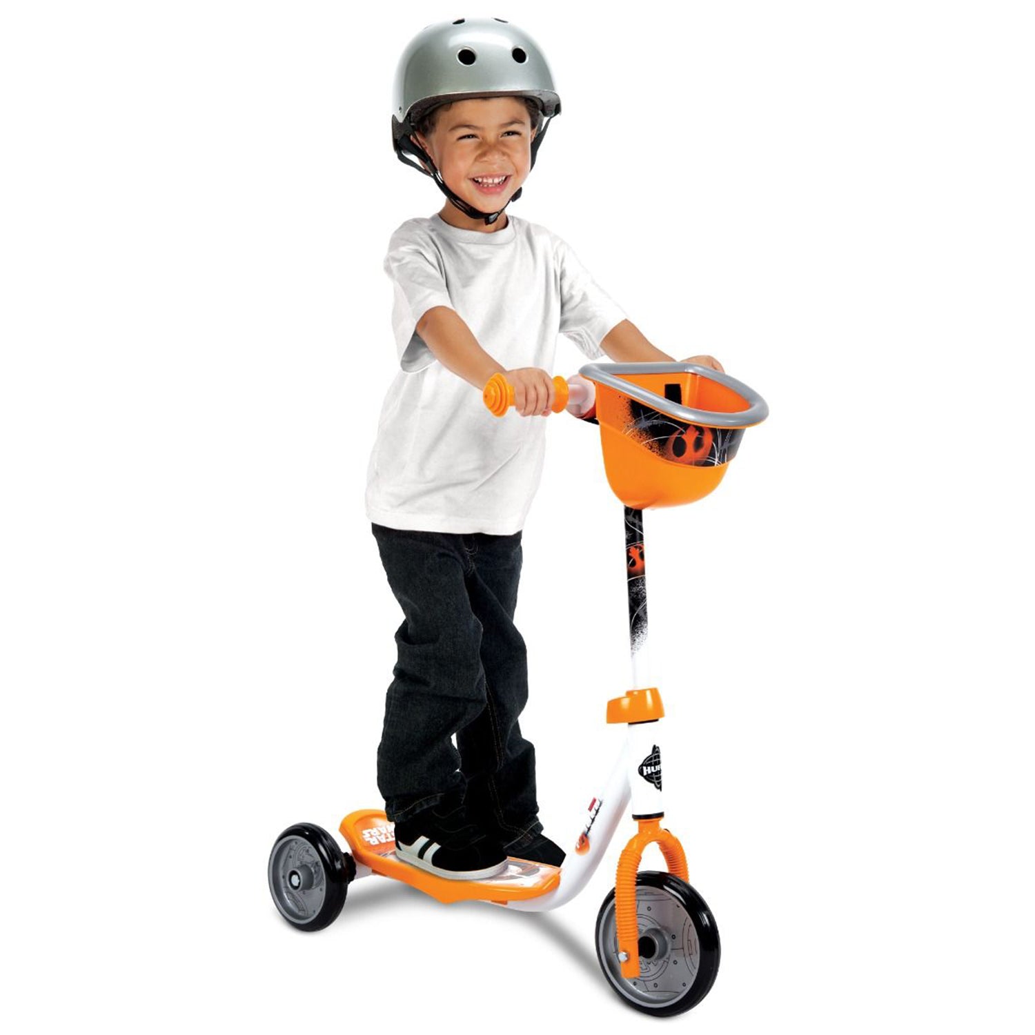 Huffy Star Wars BB8 Preschool Toddler Kick Scooter with Storage, Orange (Used)