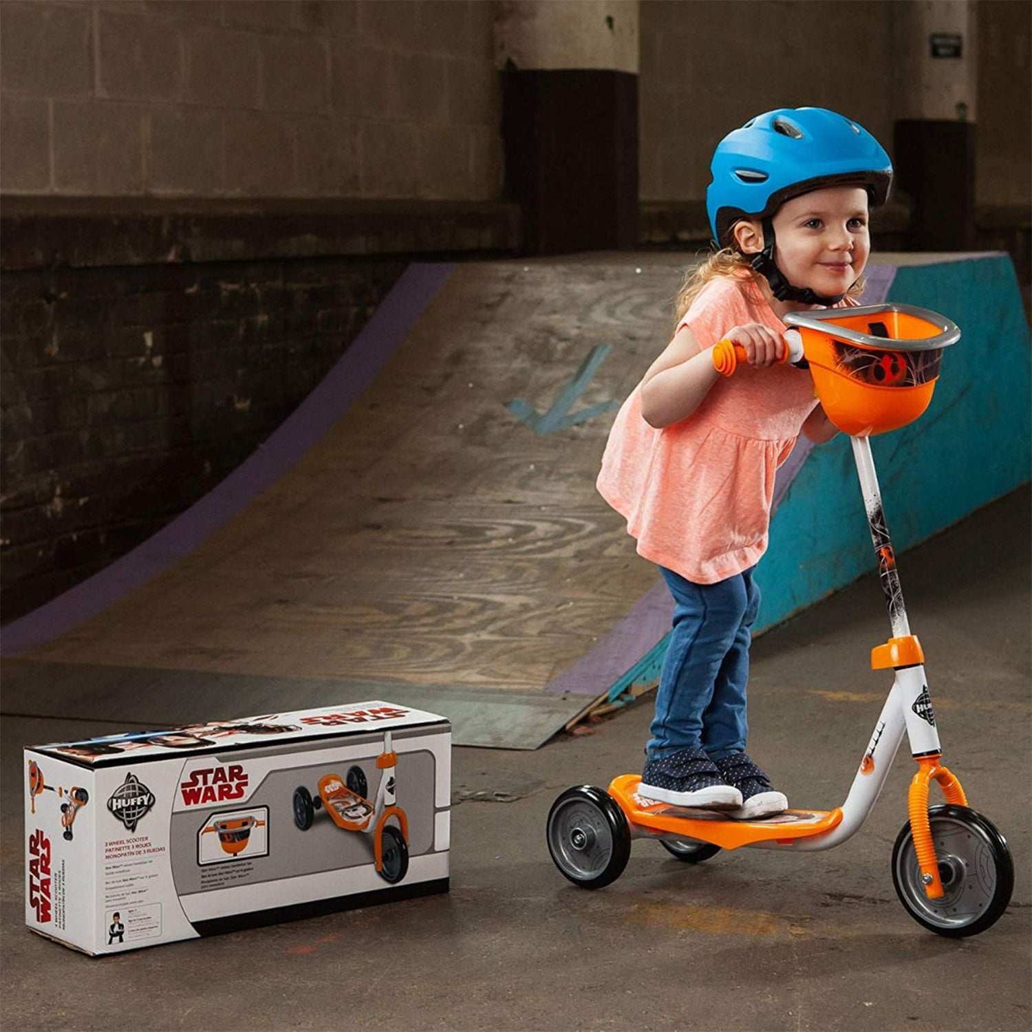 Huffy Star Wars BB8 Preschool Toddler Kick Scooter with Storage, Orange (Used)