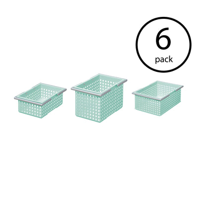 Like-It Universal Stacking Storage Organizer Basket 18 Piece Set, Mint Blue