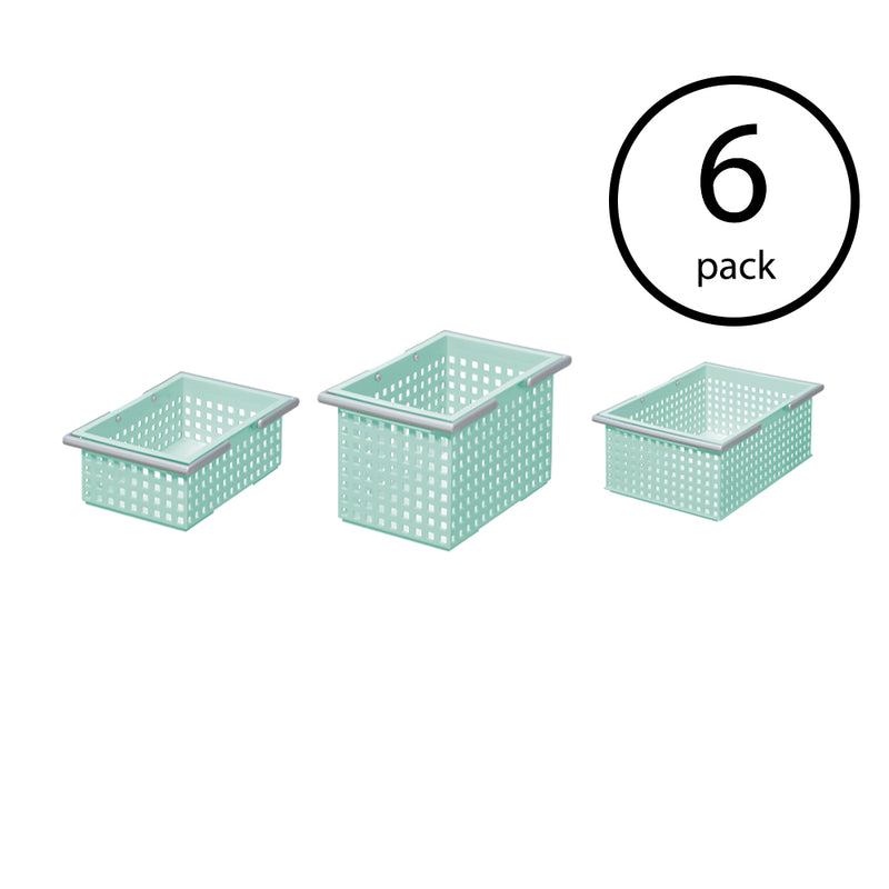 Like-It Universal Stacking Storage Organizer Basket 18 Piece Set, Mint Blue