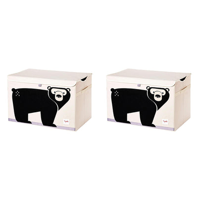 3 Sprouts Collapsible Toy Chest Storage Bin for Kids Playroom, Bear (2 Pack)