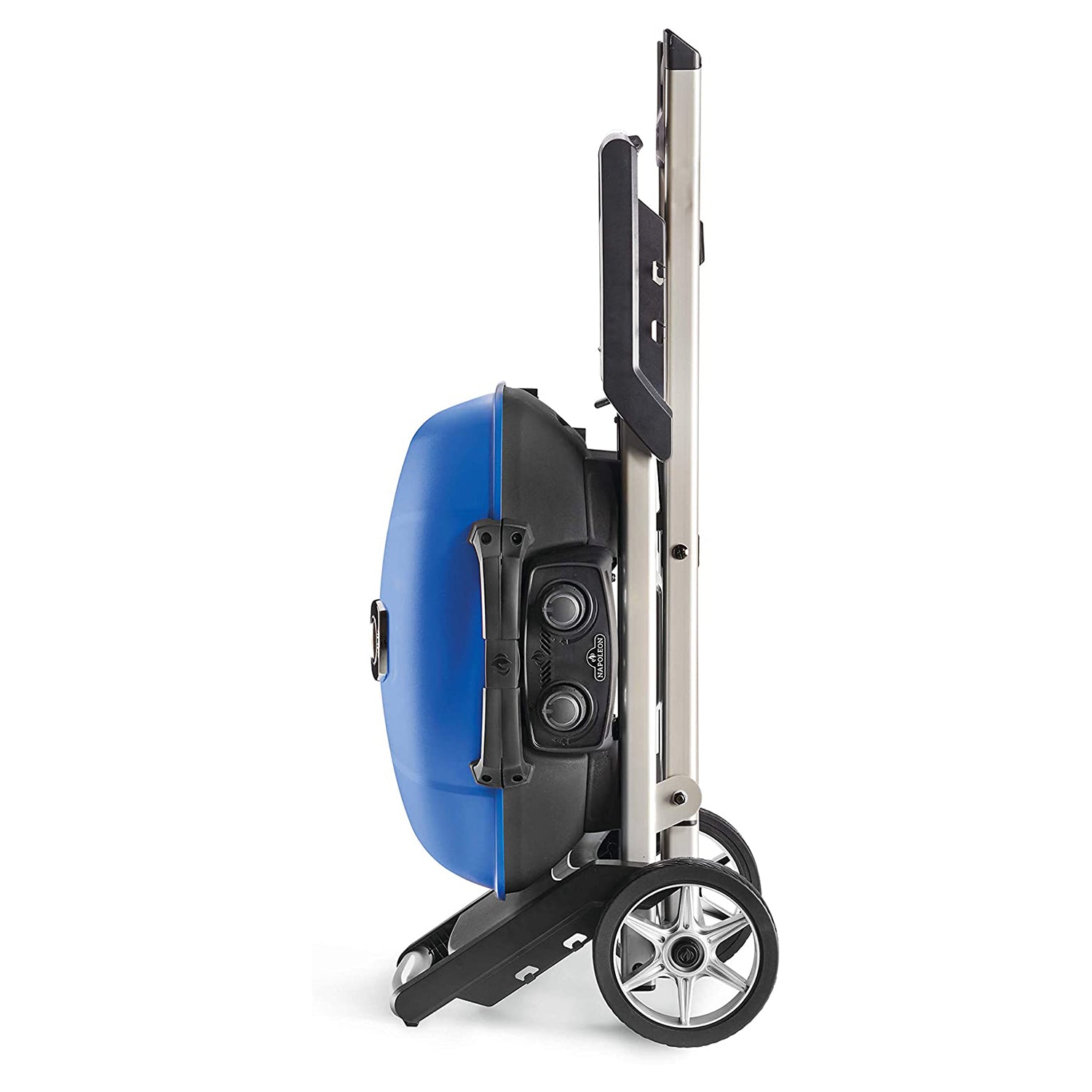 Napoleon TravelQ 285X Portable Propane Gas Grill w/ Scissor Cart & Griddle, Blue