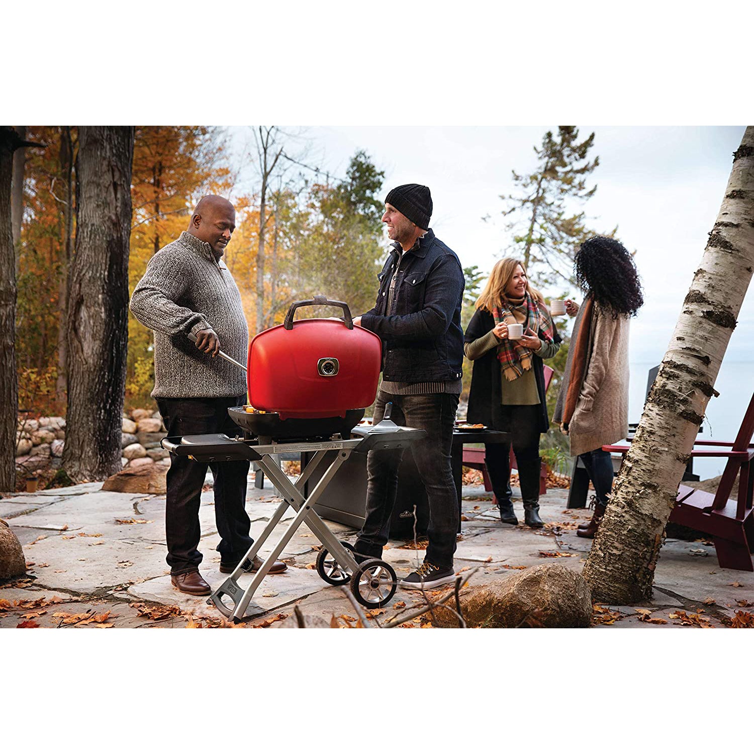 Napoleon TravelQ 285X Propane Gas Grill w/ Scissor Cart & Griddle (For Parts)