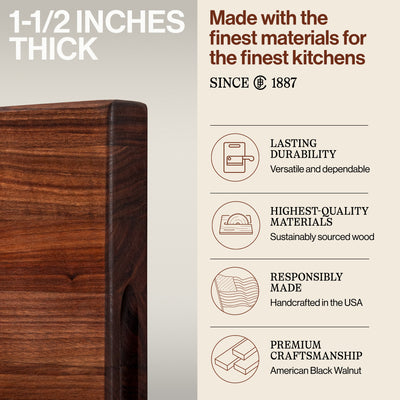 John Boos Walnut Wood Edge Grain Cutting Board, 20 x 15 x 1.5 Inches (Open Box) - VMInnovations